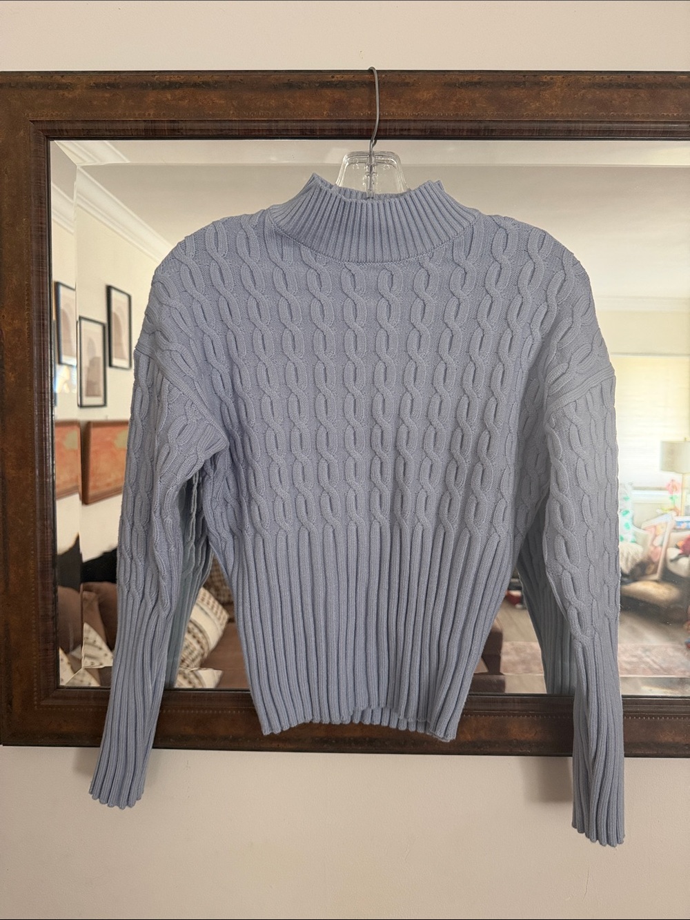 Jason Wu Light periwinkle blue Cable Knit Mock Neck Sweater size small